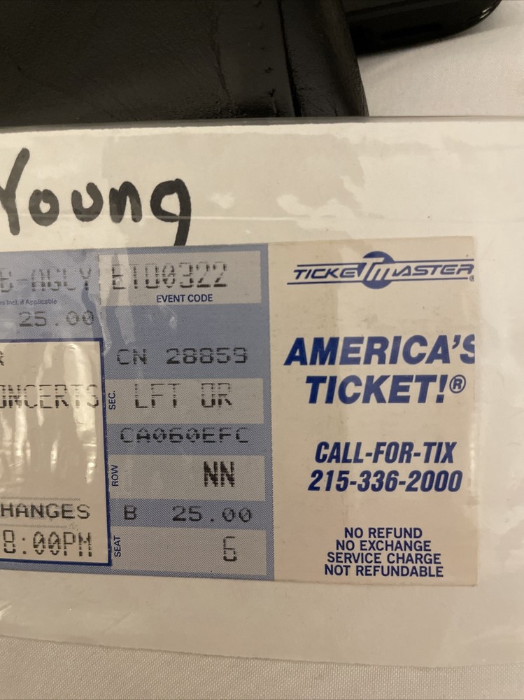 neil young ticket stub - mar 22 1992