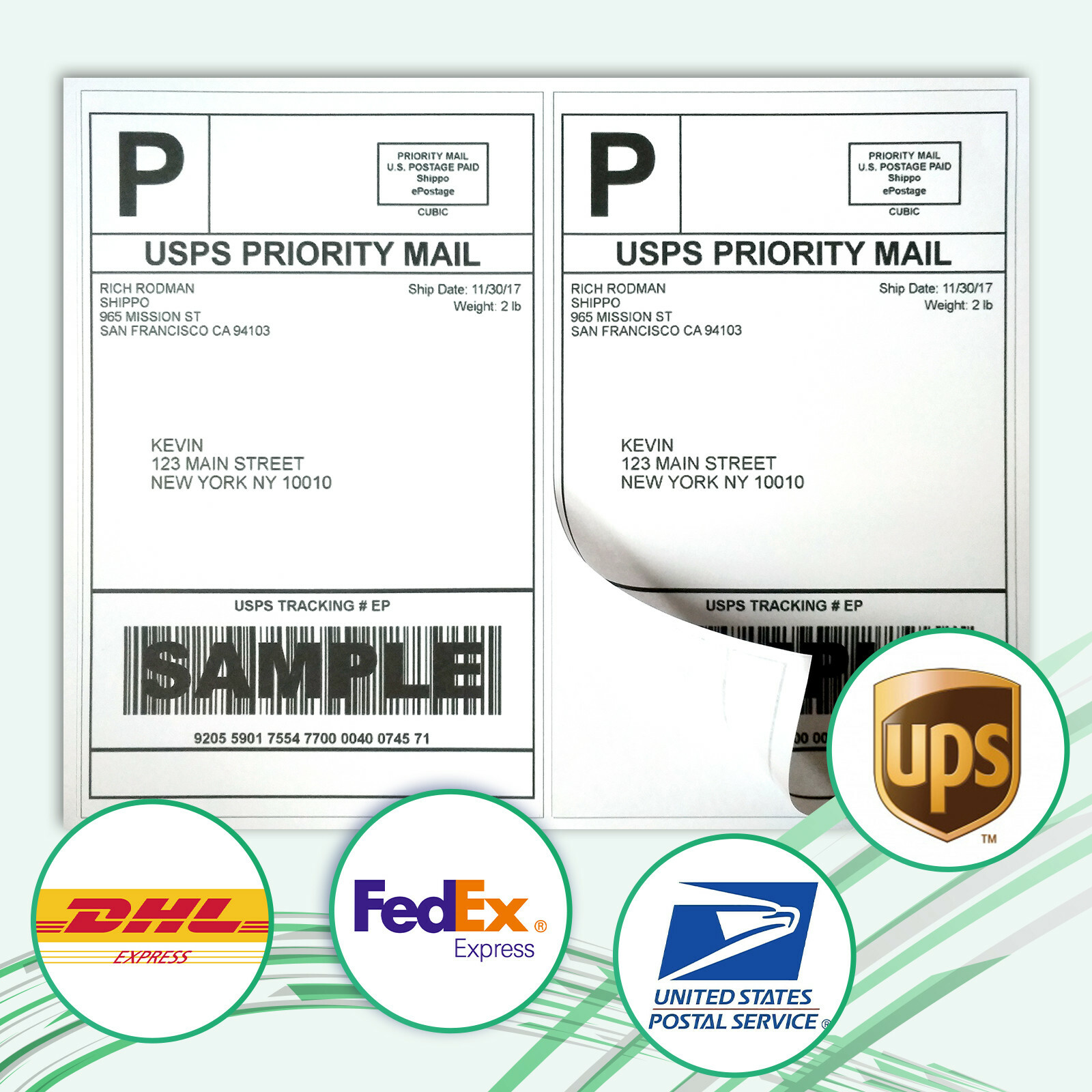 220 Self Adhesive Shipping Label Half Sheet 8.5 x 5.5 eBay USPS Fedex 2 Per Shee