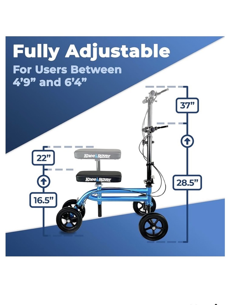 KneeRover Steerable Knee Walker Metallic Blue - Preowned-USED