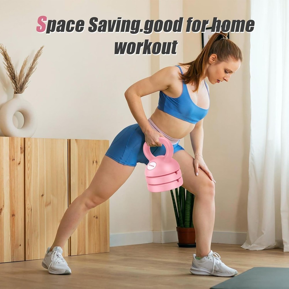 Ergonomic Adjustable Kettlebells: 5, 8, and 12lbs for Space-Saving Workouts-