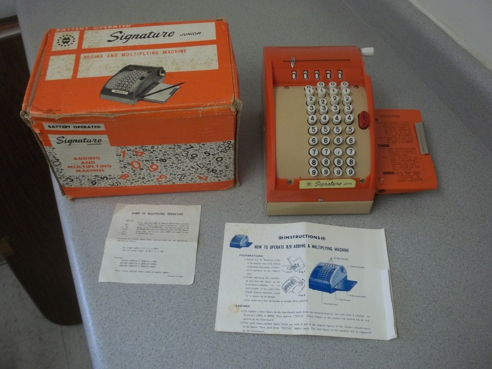 Vintage Adding and Multiplying machine Signature Junior with original box