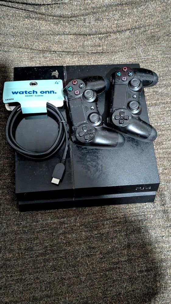 Sony PlayStation 4 Console Bundle – 2 Controllers + HDMI – Tested (No Power Cord