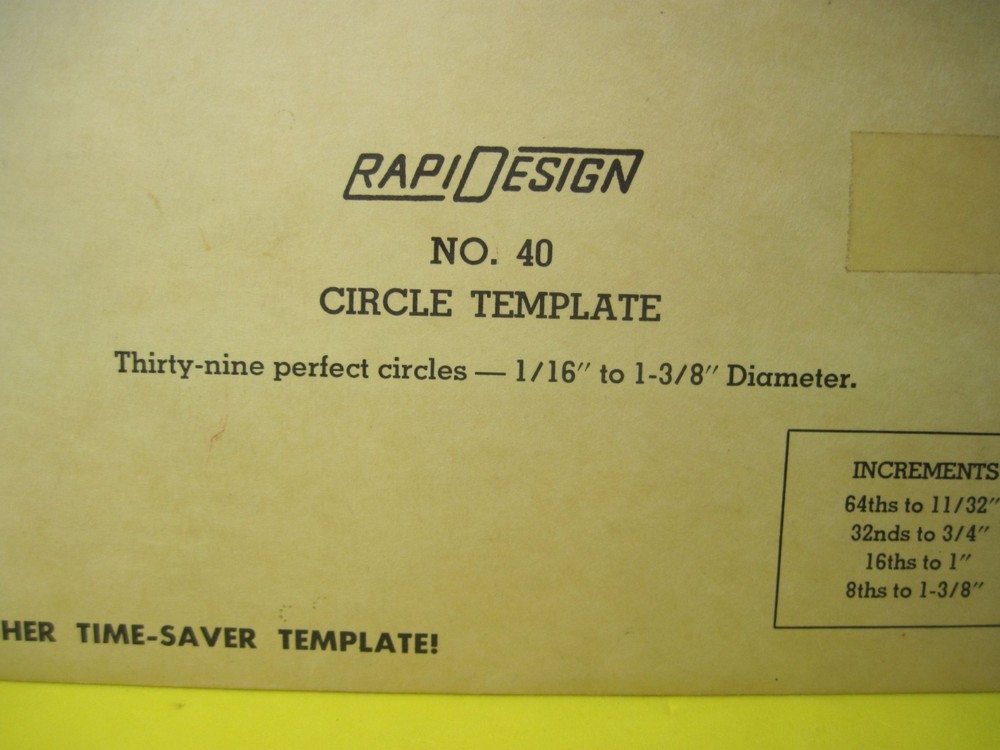 VintRapiDesign Circle Template No. 40 w/envelope; Engineering Drawing Drafting