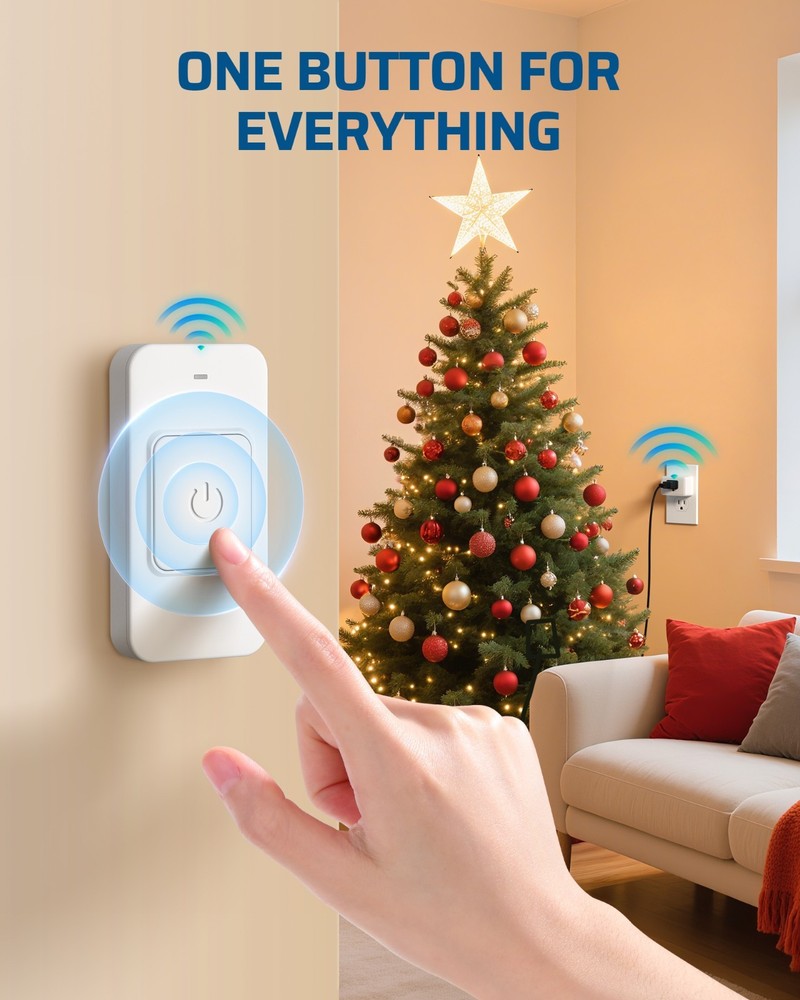 Single Button RF Remote Control Electrical Plug Outlet No WiFi Needed 100FT