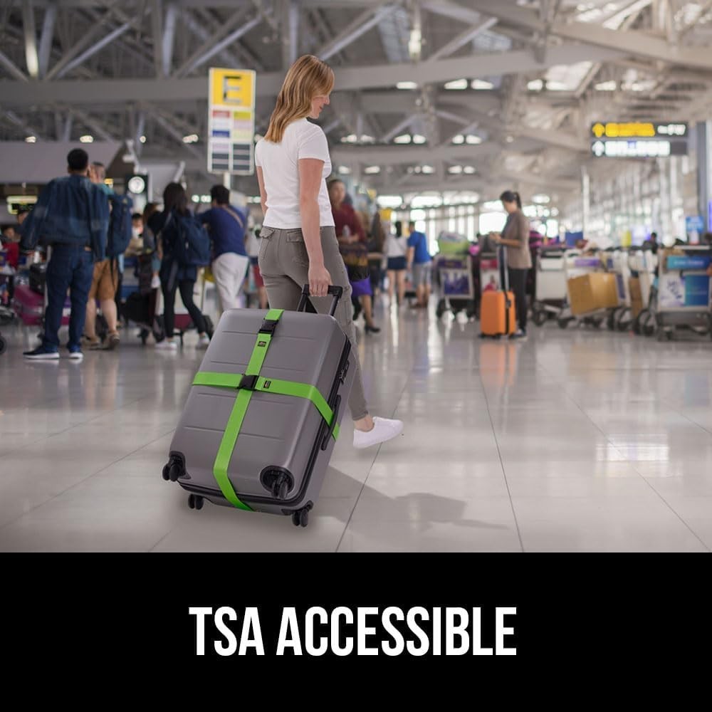 Secure Your Luggage with 4 Adjustable Gorilla Grip Straps - Easy Identification