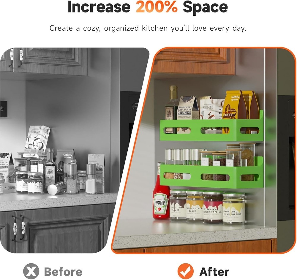 4 Pack Strong Magnetic Spice Rack Refrigerator Multipurpose Magnetic Shelf