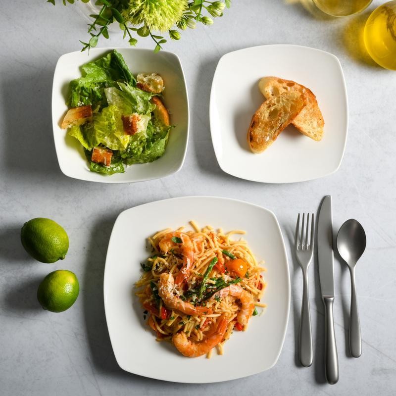 12-Piece Square Ceramic Dinnerware Set Service Four Versatile Modern Tableware