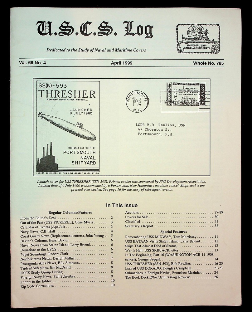 Universal Ship Cancellation Society USCS Log 1999 12 Newsletters Vol 66 No 1-12