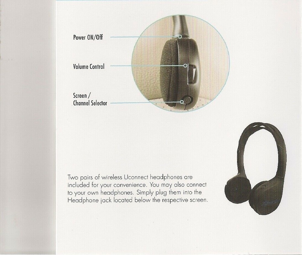 2017-2021 Chrysler Pacifica Rear Entertainment Wireless Headphones Set + Remotes