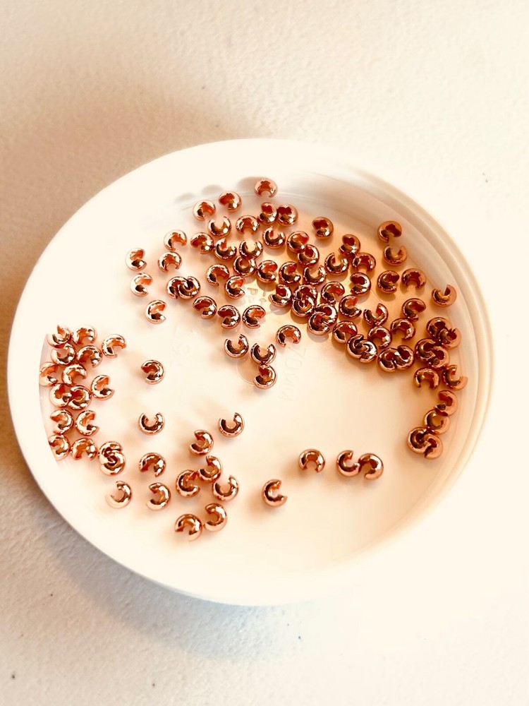 3mm Bright Copper Plated Crimp Covers 50 Pieces