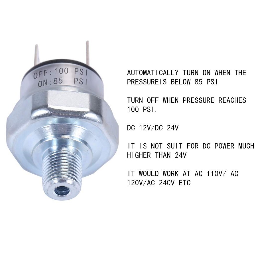 Air Pressure Switch 85-100 PSI Pressure Switch Switch Air Compressor Silver New