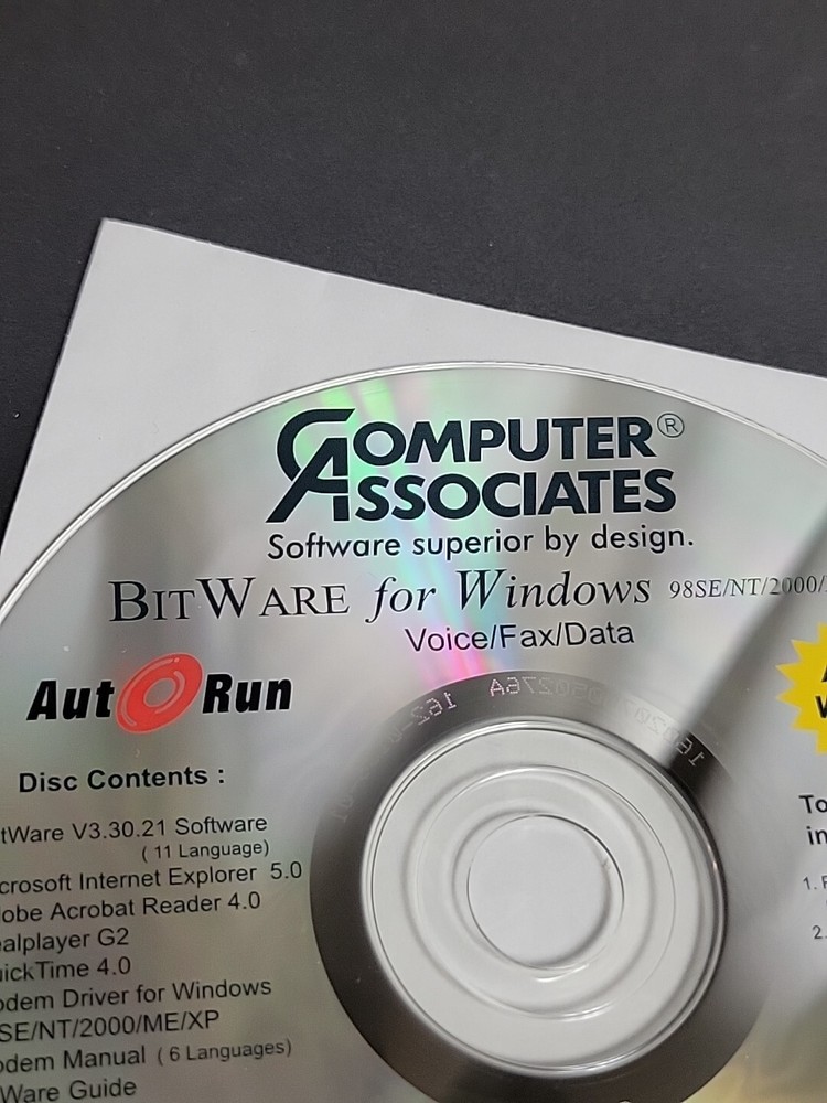Bitware V3.30.21 Software For Windows Voice Fax Data CD-Rom Disc Only