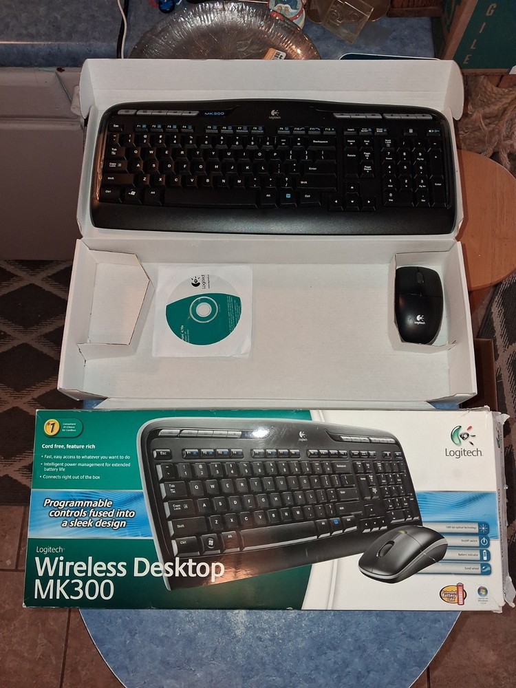 Logitech MK300 Wireless Desktop Keyboard Mouse Replacement,  No Receiver New/Ope