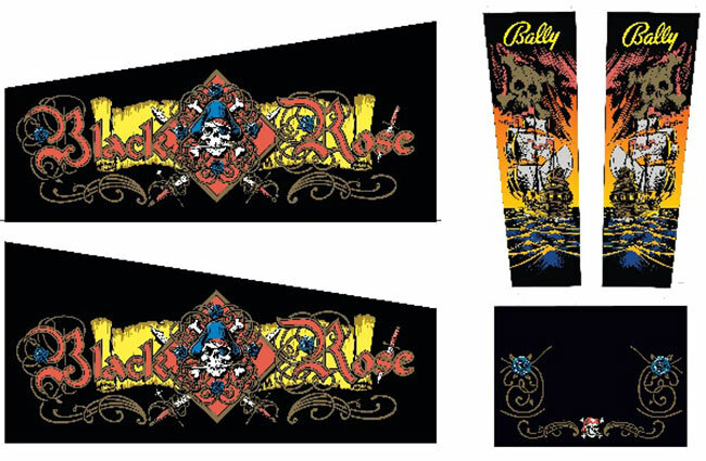 Black Rose  Pinball Machine CABINET Decal Set