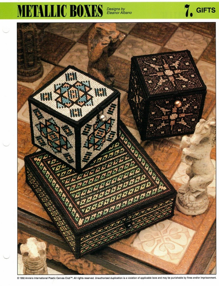 Metallic Boxes Plastic Canvas Pattern By Annie's Attic
