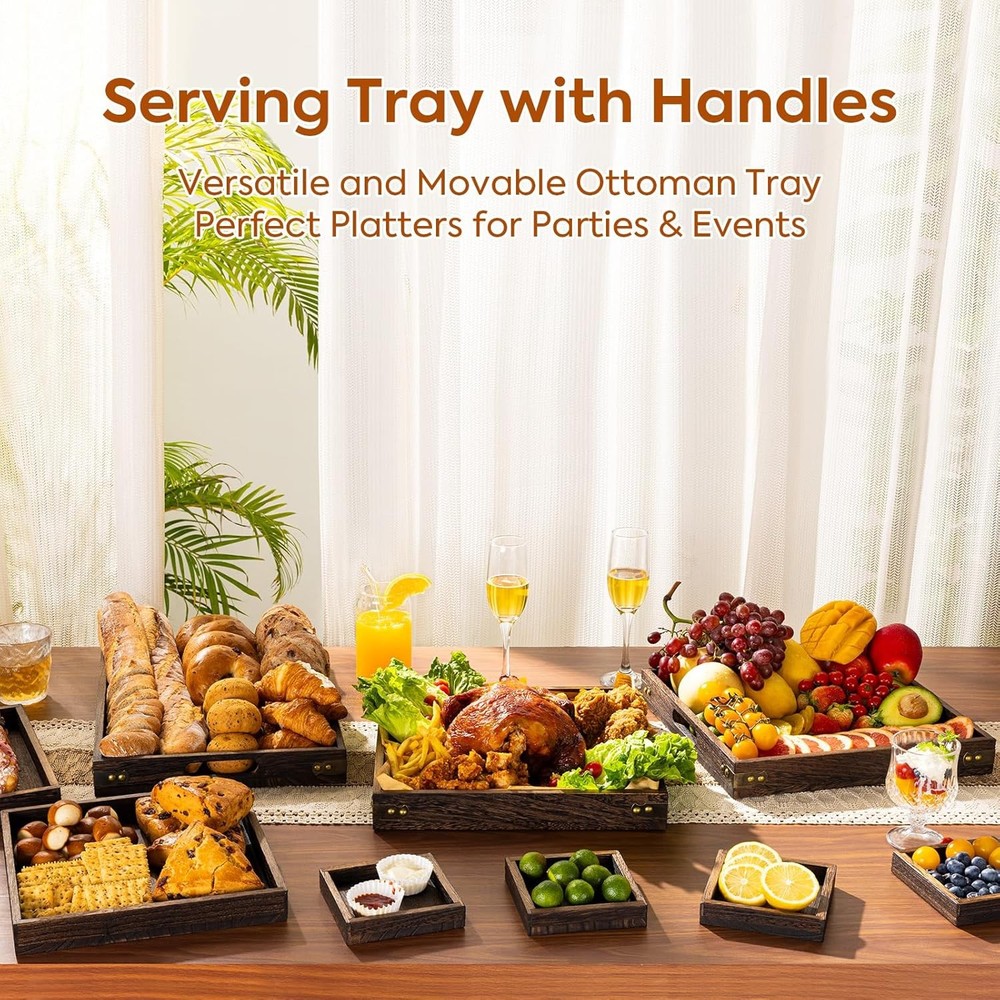 Yangbaga Serving Tray with 1" x x 1", Rustic