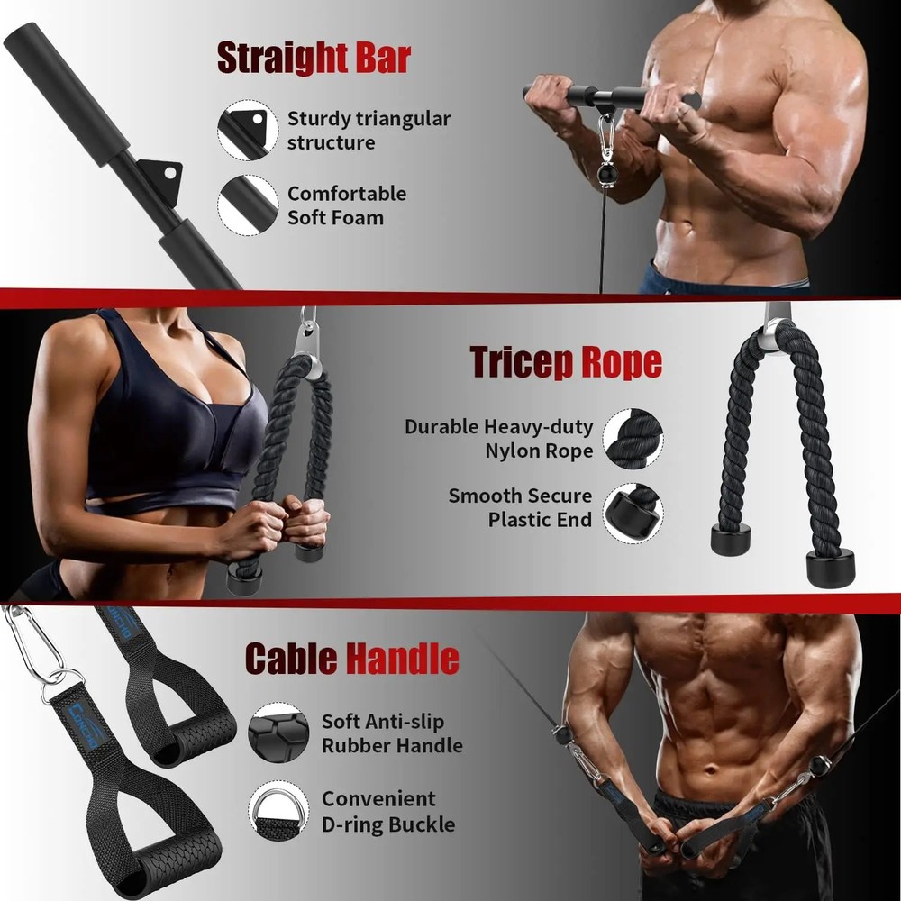 Home Gym Cable Pulley System Pulldown Tricep Bicep Workout Adjustable