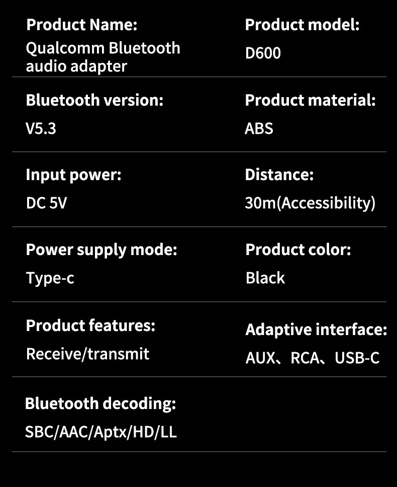 Reception Transmitter 2 in 1 Bluetooth-Compatible V5.3 Audio Adapter AptX/HD/LL