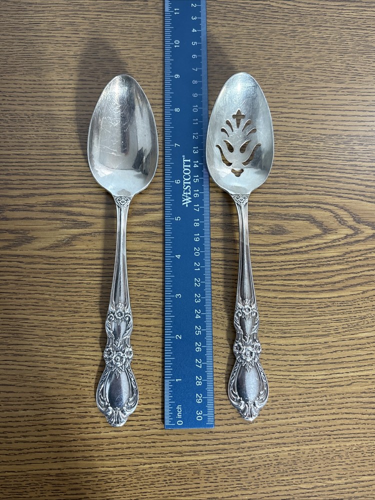I.S. HERITAGE 1847 Roger Bros Silverplate Serving Spoon & Slotted Serving Spoon