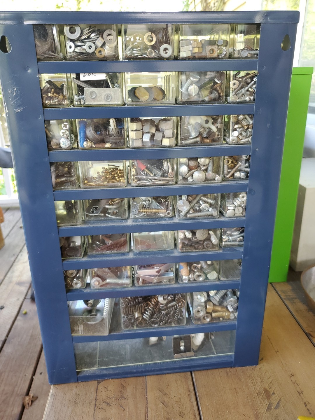 Vintage Blue RAACO 39-Drawer Metal Storage Organizer Cabinet