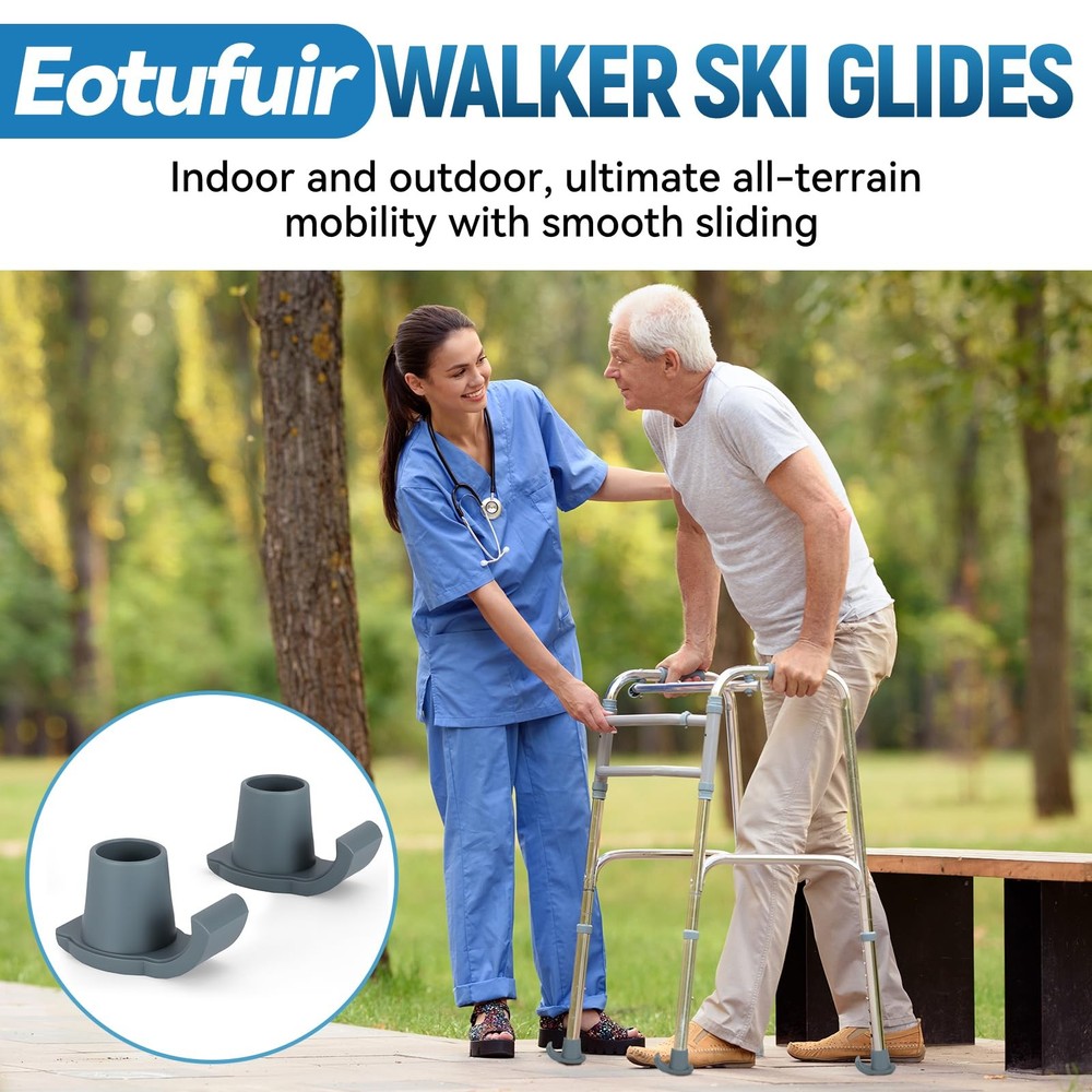 Walker Ski Glides for Folding Walkers Universal Walker Glide Caps & Sliders,...