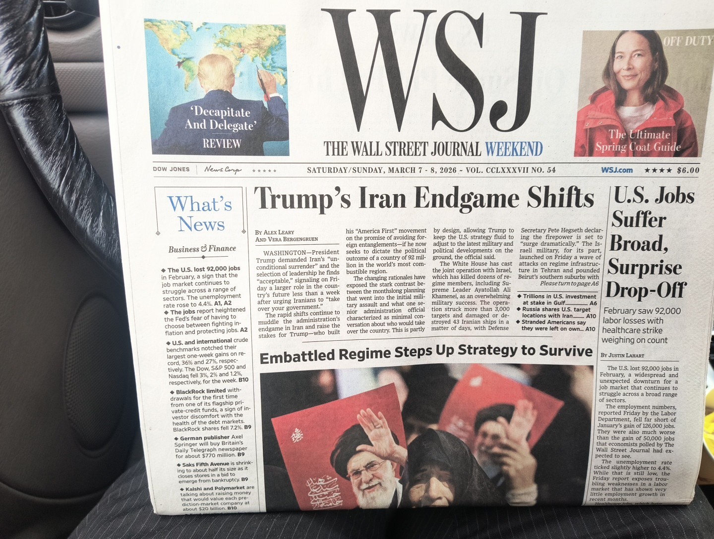 The Wall Street Journal Weekend Saturday/Sunday March 7-8 2026 Trump's Iran...