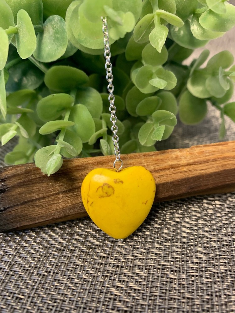 Yellow Heart Stone Pendulum Dowsing, amplifying, restore focus & transform