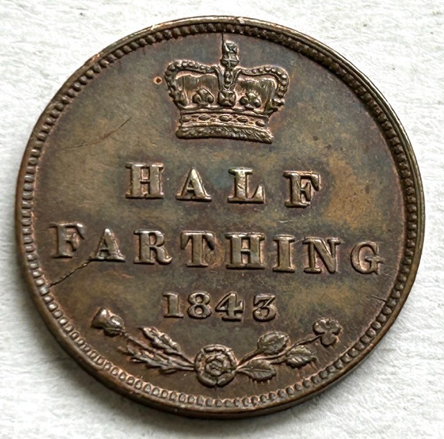 GREAT BRITAIN 1/2 FARTHING 1843