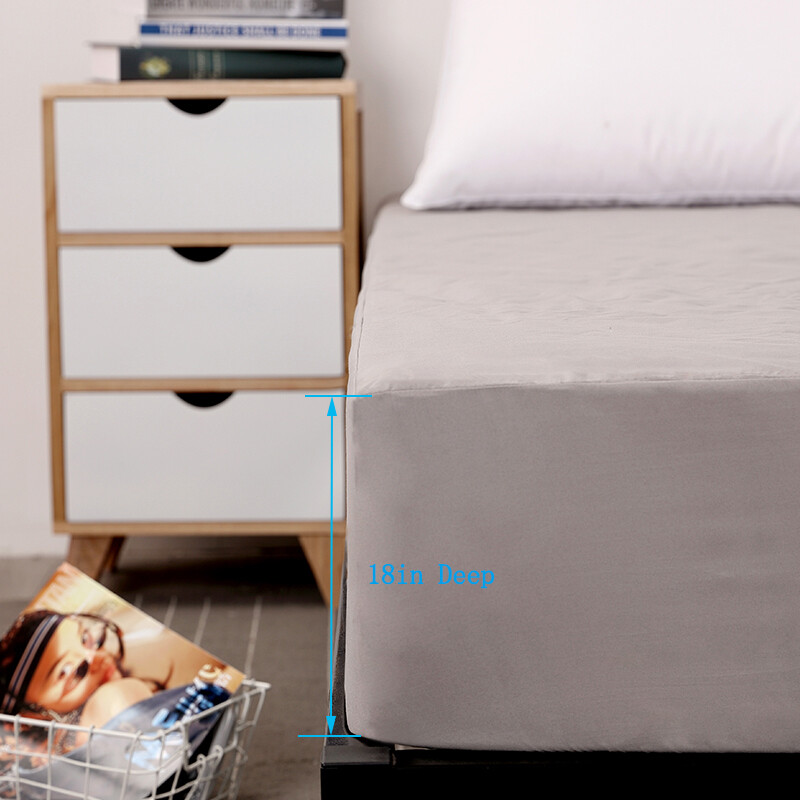 Waterproof Fitted Sheet Solid Color Bedding Mattress Protector Cover Washable