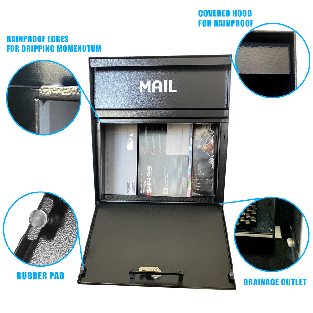 Rainproof Wall Mount Mailbox with Outgoing Mail Flag and Holder Locking Mailbox
