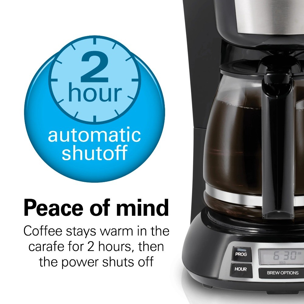 Brew 12-Cup Programmable Drip Coffee Maker Machine with Glass Coffee Pot, Black