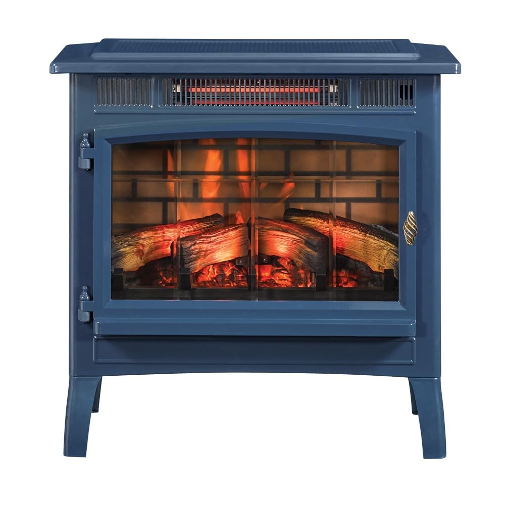 3d Flame Effect Electric Fireplace Heater 1000 Sq Ft Navy Blue