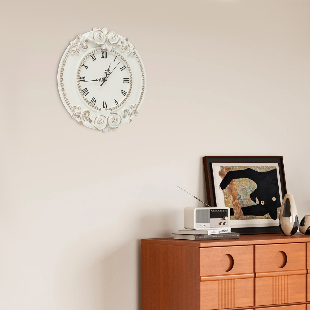 Wall Clock, White Large Wall Clock, Round Home Decoration Clock
