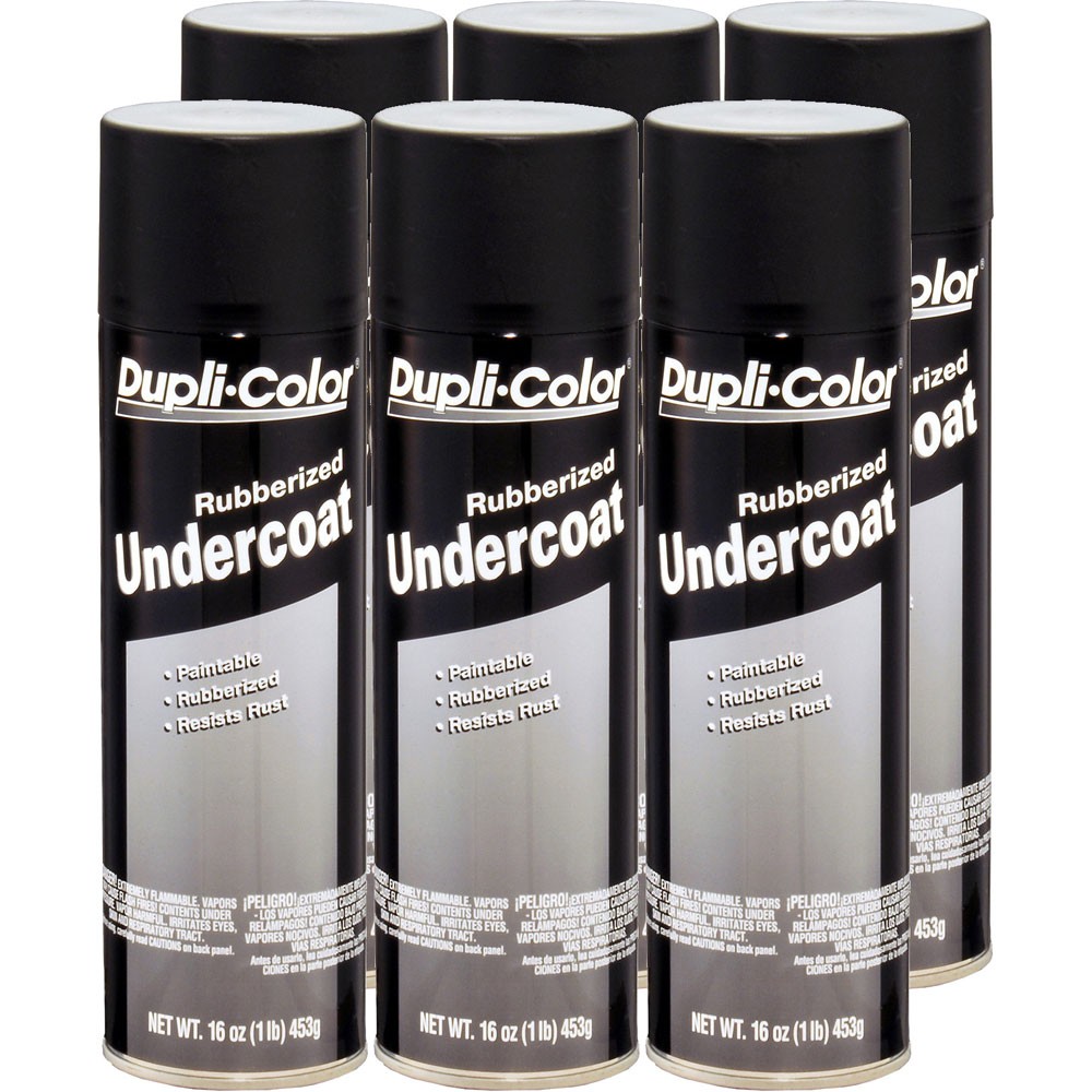 Duplicolor UC101 (6-Pack) Paintable Rubberized Undercoating, Black, 16oz Aerosol