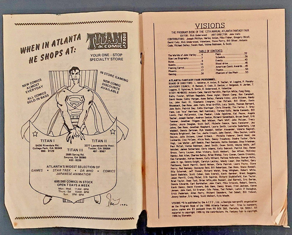 1986 Atlanta Fantasy Fair Program, Dorman Phillips cover