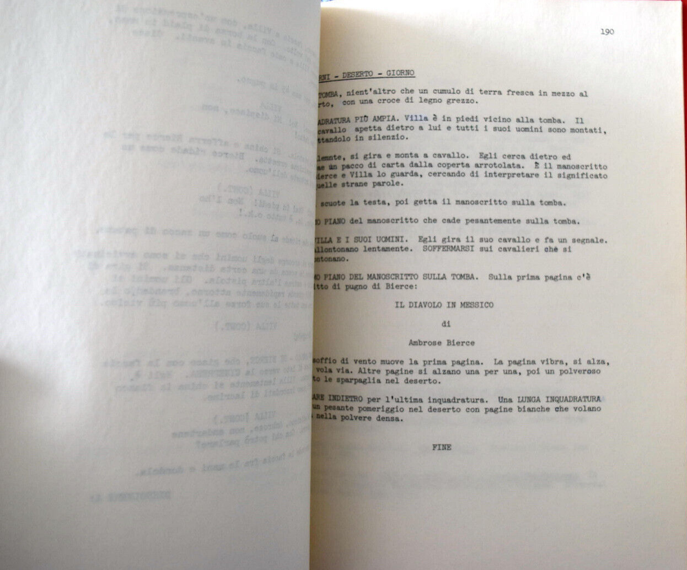 " IL Diavalo in Messico " Original Script Screenplay