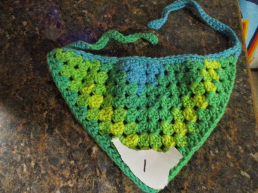 Crocheted bandanas made by Haley
