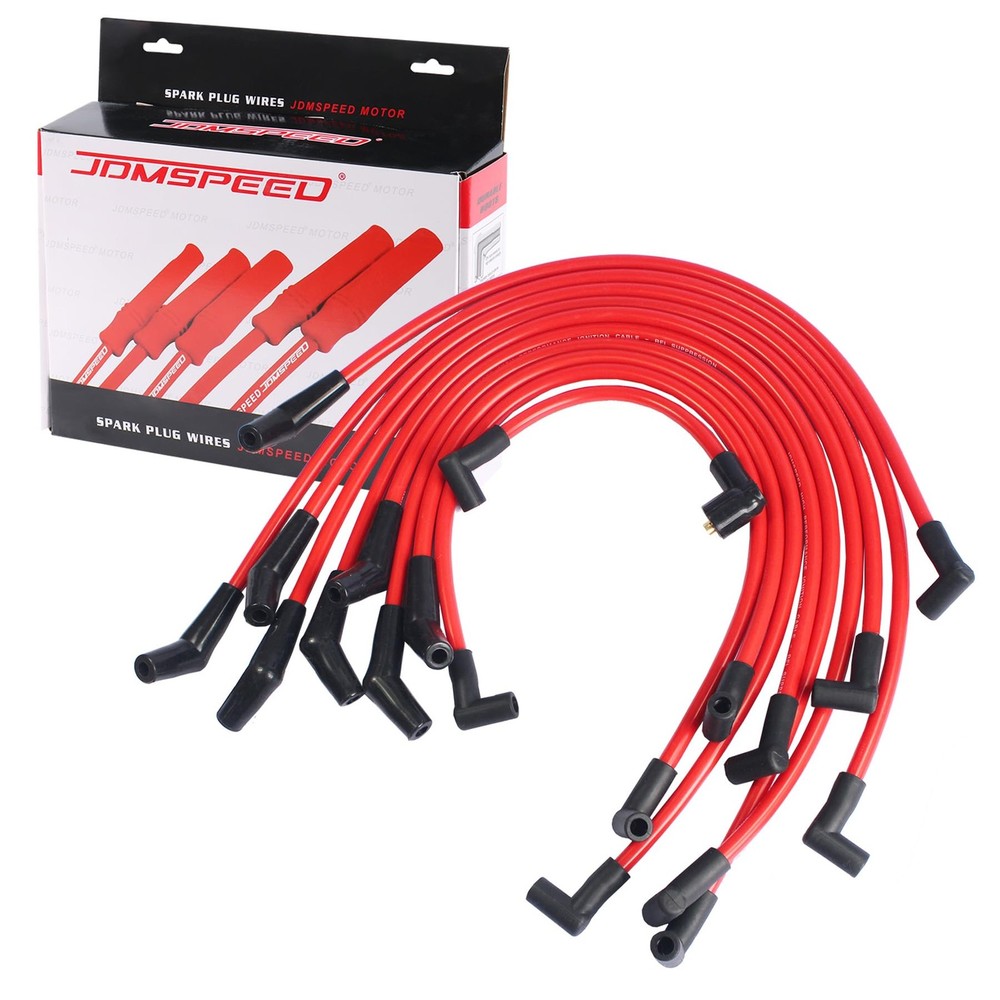 New Red 10.5mm Racing Spark Plug Wires Set Replacement 10.5mm,