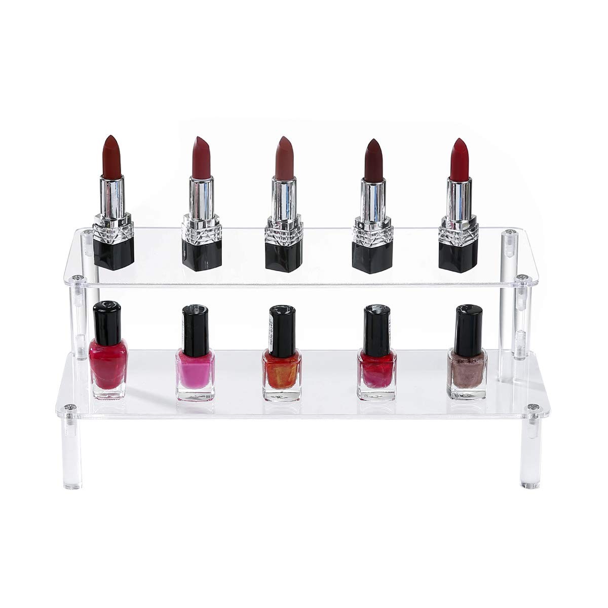 BYCY Acrylic Clear 2-Tier Riser Display Shelf for Figures, 2tier-clear