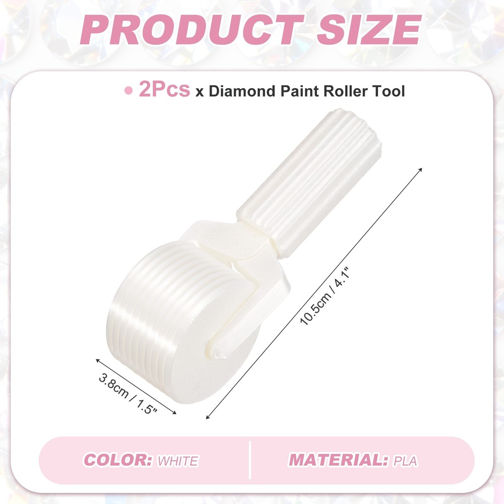 2Pcs Diamond Art Roller, Detachable Diamond Paint Tools(White)