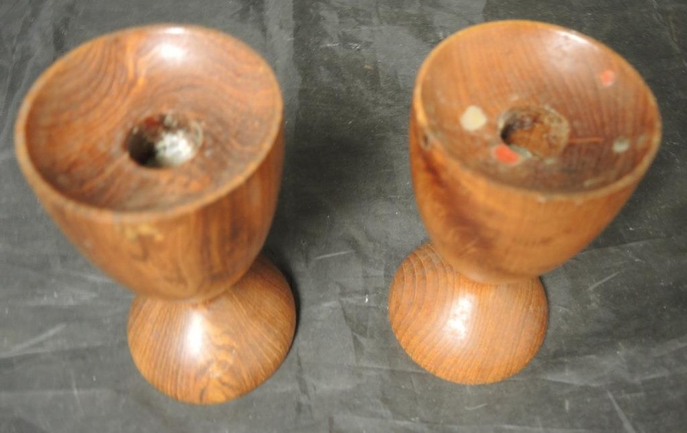 Vintage Contemporary Wood Candlesticks