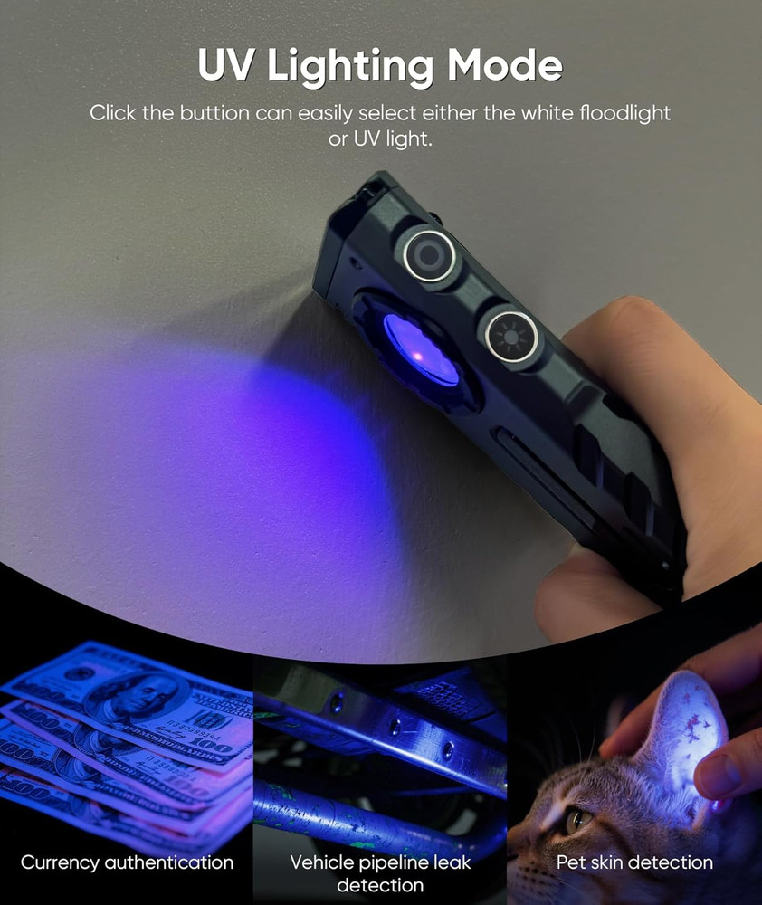 ZF8313 Rechargeable Flashlight, Magnetic EDC Flashlight Rechargeable, 2000 Lumen