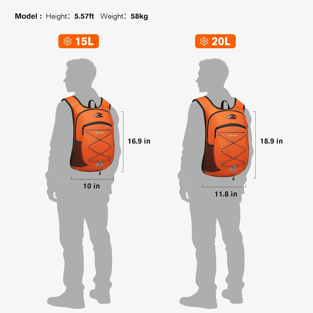Ultra-Light Soft Daypack 15L/20L, Cushioned Breathable Back Panel Backpack, Ligh
