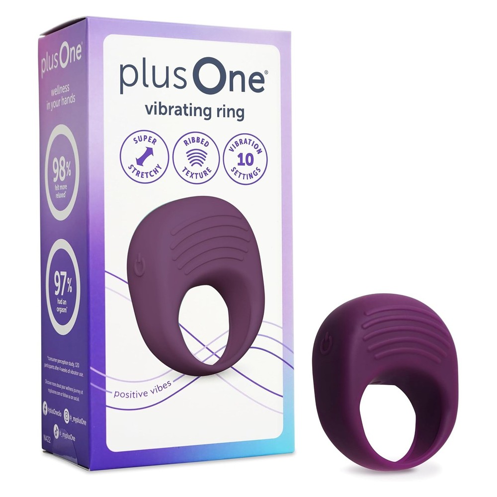 plusOne Waterproof and Rechargeable Vibrating Ring Purple