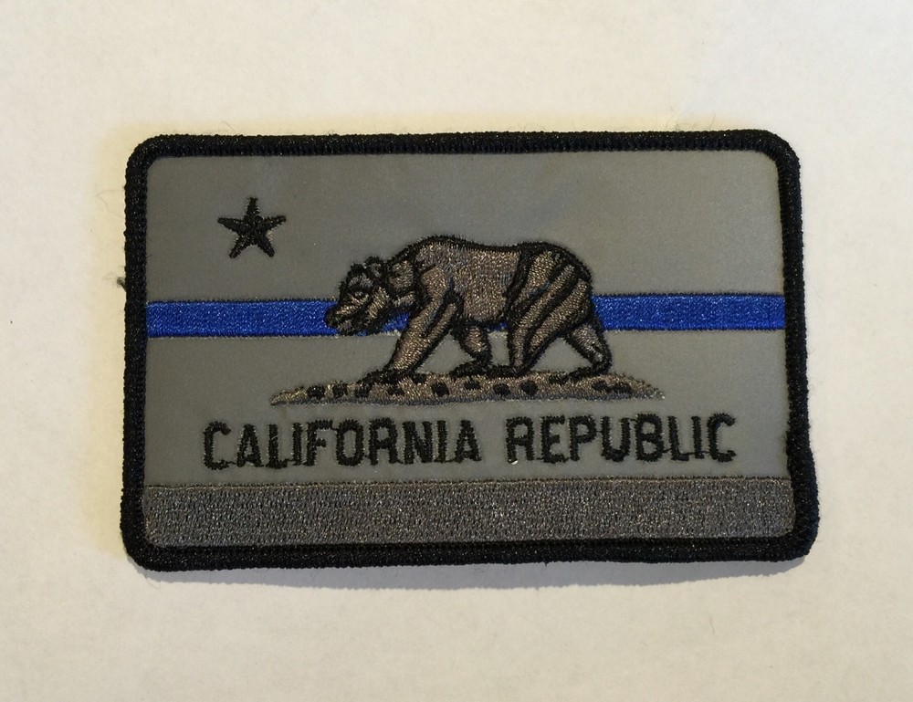 REFLECTIVE Subdued Thin Blue Line California State Flag Patch