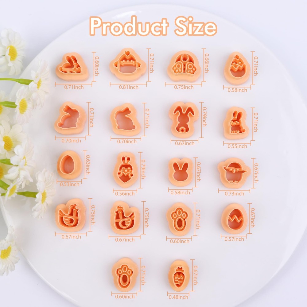 Puocaon Easter Polymer Clay Cutters - 18 Pcs Small Stud Easter Clay Cutters f...