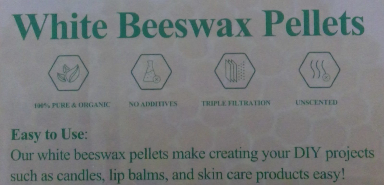 White Beeswax Pastilles Beads 100% Pure & Organic 16 oz. (1 pound) or 4oz