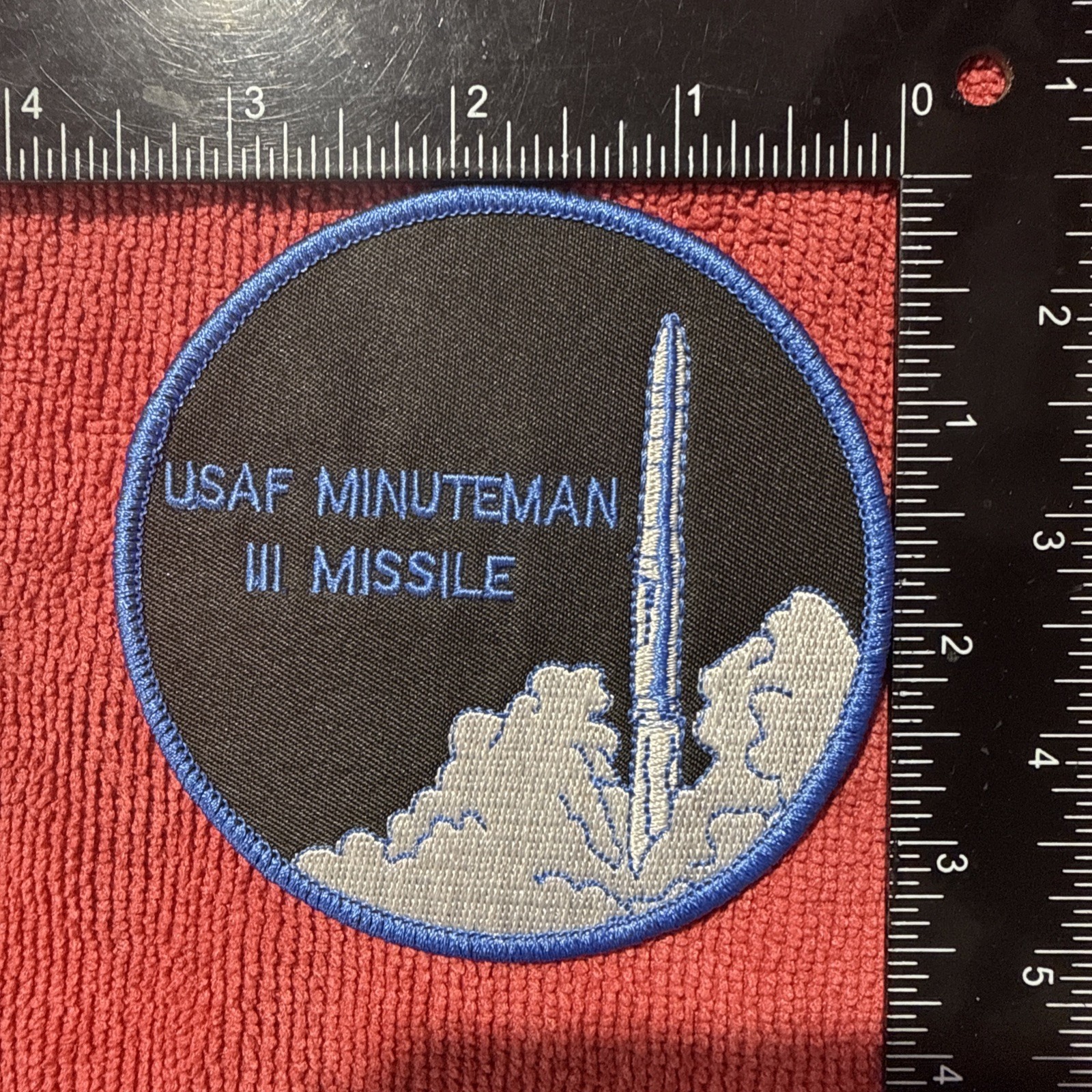 USAF Minuteman III Missile NUKE ICBM Hook Loop Patch Nuclear Rocket Blue Origin