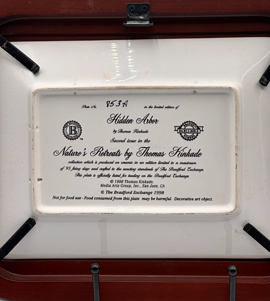Thomas Kinkade Bradford Exchange Framed Ceramic Tray Set 1998 Pair