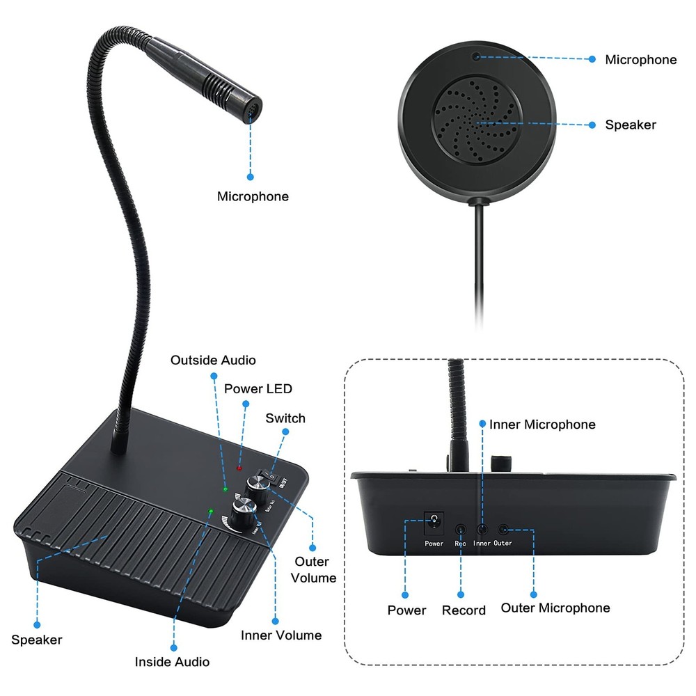 CallToU Window Speaker Intercom System Intercoms 2 Way Anti-Interference Inte...